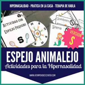 Espejo Animalejo Actividad para Hipernasalidad Version "S" Speech Therapy