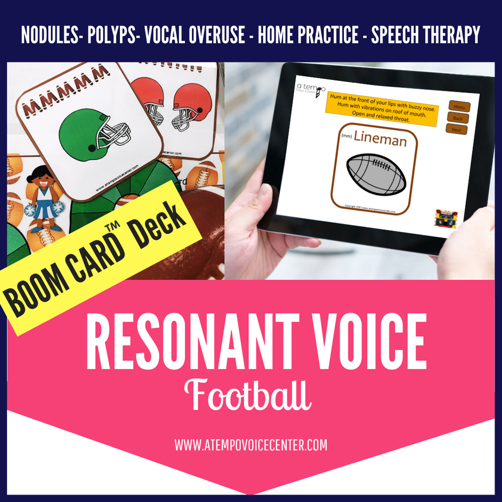 BOOM CARD™ DECK Resonant Voice Therapy Football for Speech Therapy Telepractice