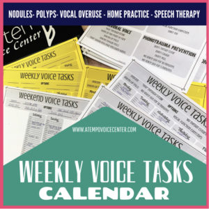 Weekly Voice Tasks Calendar for Speech Therapy